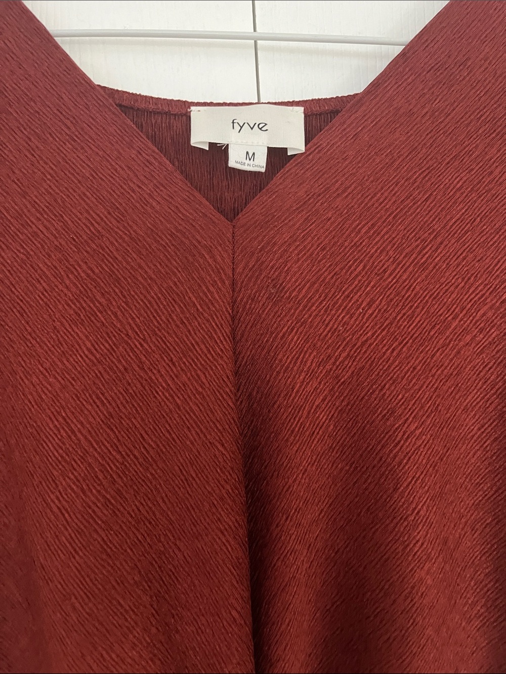 Twist-Front V-Neck Blouse in Deep Burgundy - Picture 5 of 5